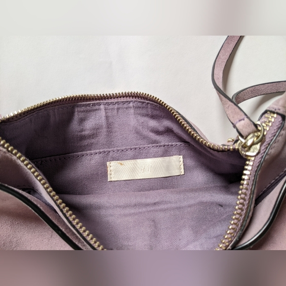 Vtg Real Suede H&M Premium line authentic Limited Ed lavender crossbody Purple - Picture 10 of 13